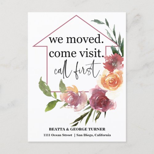 New Home Address  Moving Announcement Postcard