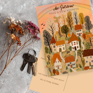 New Home Address Moving Autumn Country Village Art Postcard