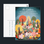 New Home Address Moving Cute Country Village Art Postcard<br><div class="desc">Customize this moving announcement card with your own text on the front and back! Click on “Personalize” above to edit the text. Then click "edit using design tool" to adjust the fonts, colors and placements. Check my shop for more or let me know if you'd like something custom! I can...</div>
