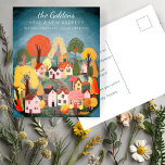 New Home Address Moving Cute Country Village Art Postcard<br><div class="desc">Customize this moving announcement card with your own text on the front and back! Click on “Personalize” above to edit the text. Then click "edit using design tool" to adjust the fonts, colors and placements. Check my shop for more or let me know if you'd like something custom! I can...</div>