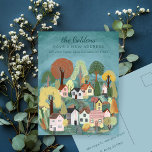New Home Address Moving Cute Country Village Art Postcard<br><div class="desc">Customize this moving announcement card with your own text on the front and back! Click on “Personalize” above to edit the text. Then click "edit using design tool" to adjust the fonts, colors and placements. Check my shop for more or let me know if you'd like something custom! I can...</div>