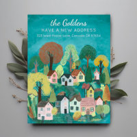 New Home Address Moving Cute Country Village Art