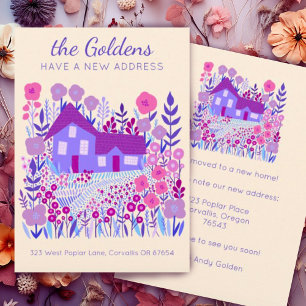 New Home Address Moving Farmhouse Flowers Custom Card