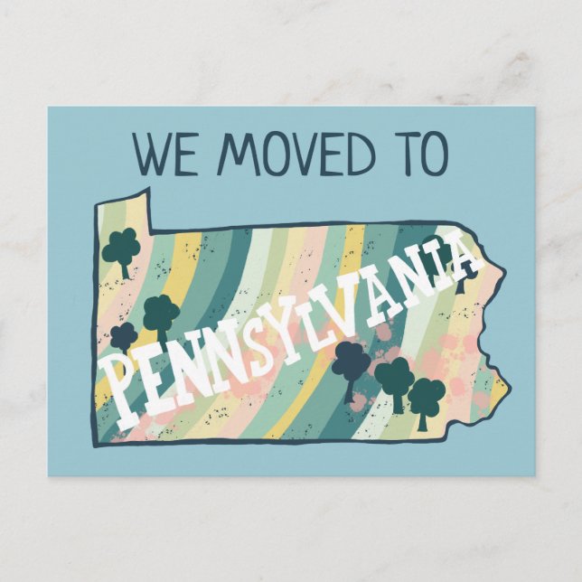 NEW HOME ADDRESS  Pennsylvania State Map Postcard (Front)