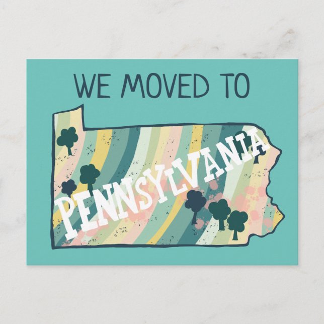 NEW HOME ADDRESS  Pennsylvania State Map Postcard (Front)