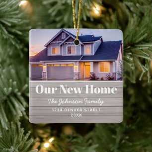 New Home Address Photo Holiday Ceramic Ornament