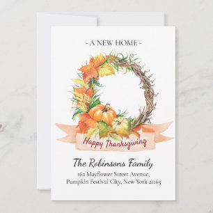 New Home Address Thanksgiving Pumpkin Moving Announcement