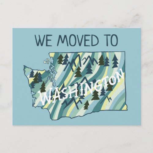 NEW HOME ADDRESS  Washington State Illustrated Map Postcard