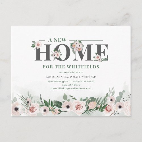 New Home Address Weve Moved Floral Moving Postcard