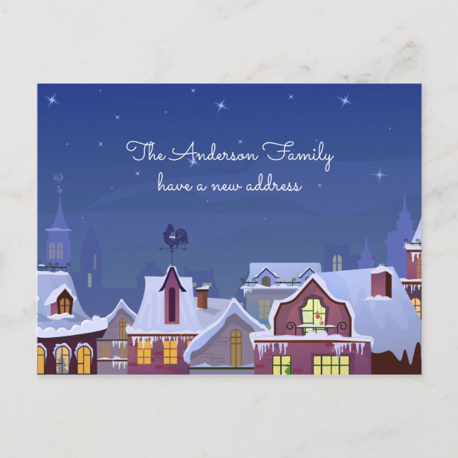 New Home Address Winter We've Moved Christmas Announcement Postcard (Front)