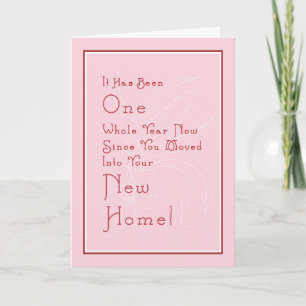 New Home Anniversary First Year in Pink Letterpress Thank You Card