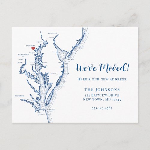 New Home Baltimore Maryland Map Moving Announcement Postcard