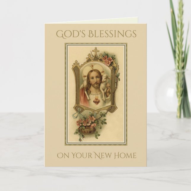 New Home Blessing Sacred Heart of Jesus Announcement (Front)