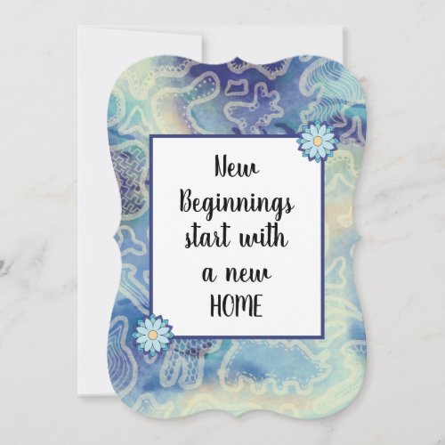 New home blue abstract custom invitation