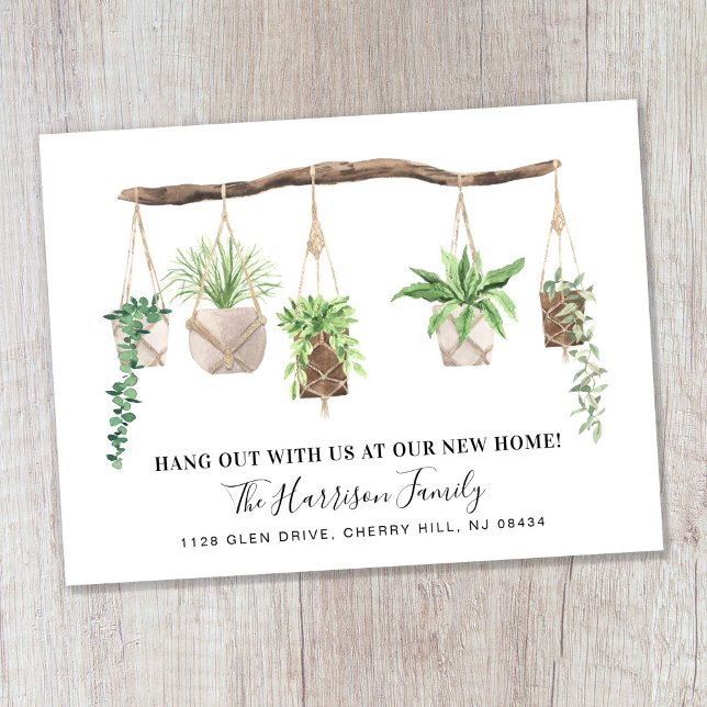 New Home Boho Plants Watercolor Family Moving Announcement Postcard (Creator Uploaded)