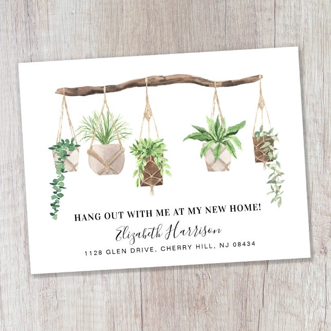 New Home Boho Plants Watercolor Moving Announcement Postcard (Creator Uploaded)
