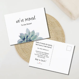 New Home Botanical Succulent We've Moved Announcement Postcard