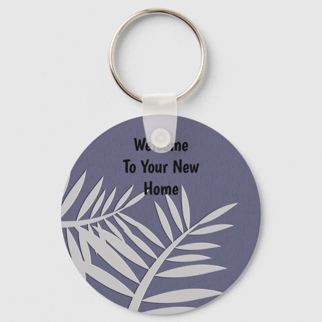 New Home Buyer Leaf Silhouette Realtor Keychain (Front)