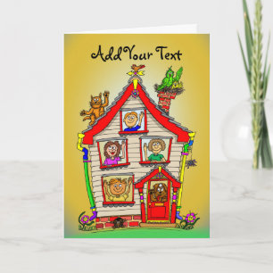 New Home Cartoon House Card