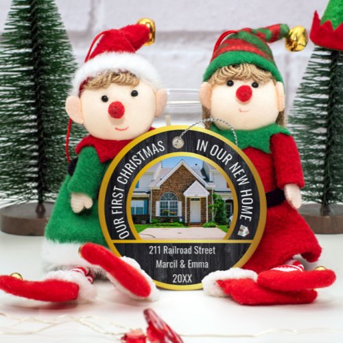 new home christmas 2023 with personalized 2 photo ceramic ornament