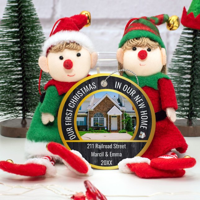 new home christmas 2023 with personalized 2 photo ceramic ornament (Creator Uploaded)