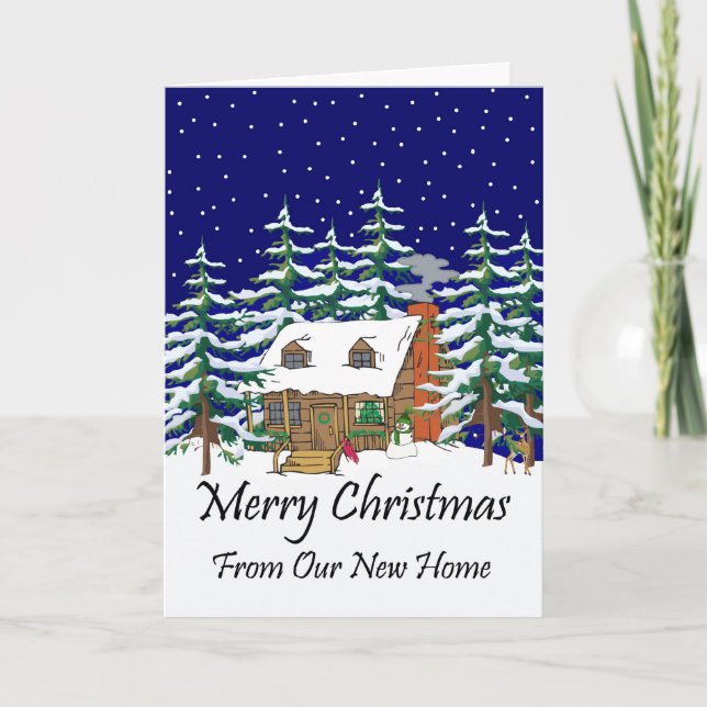 New Home Christmas Cabin Holiday Card (Front)