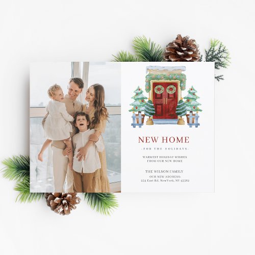 New Home Christmas Door Moving Photo Holiday Card