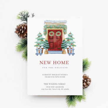 New Home Christmas Door New Address Moving  Holiday Card