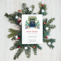New Home Christmas Door New Address Moving  Holiday Postcard