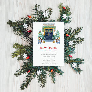 New Home Christmas Door New Address Moving Holiday Postcard