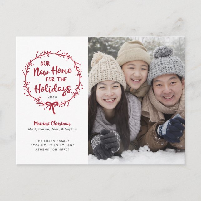New Home Christmas Moving Announcement Postcard (Front)
