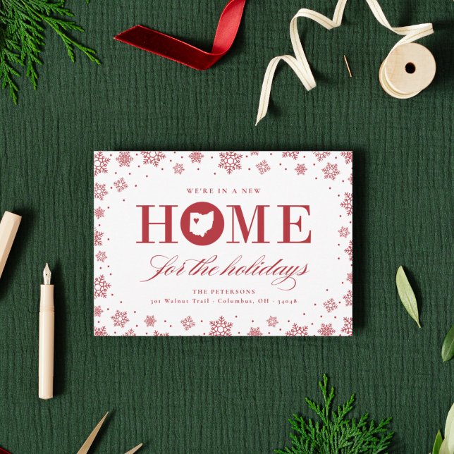 New Home Christmas Ohio Moving Announcement (Ohio moving announcement Christmas card)