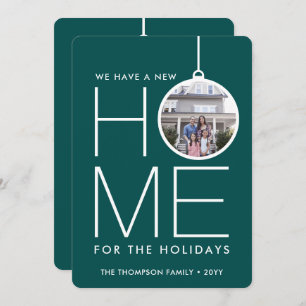 New Home Christmas Ornament 2 Photo Teal Green Holiday Card
