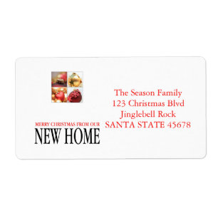 New Home Christmas ornaments collage Label