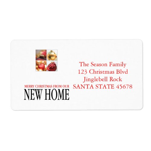New Home Christmas ornaments collage Label