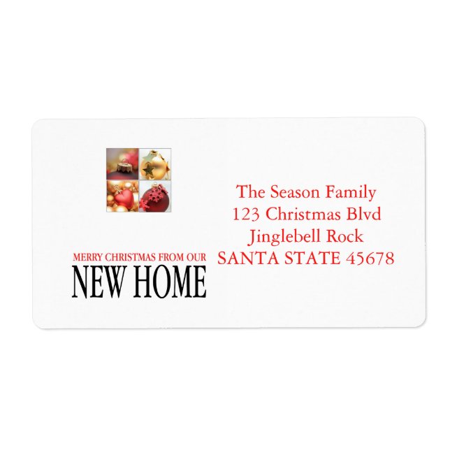 New Home Christmas ornaments collage Label (Front)