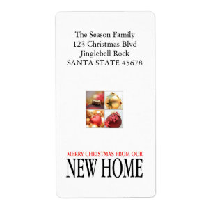 New Home Christmas ornments collage Label