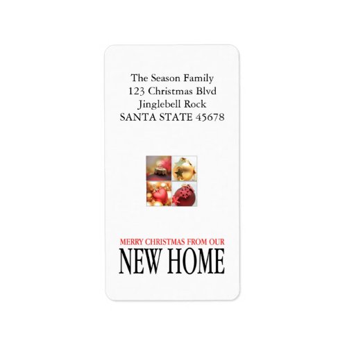 New Home Christmas ornments collage Label