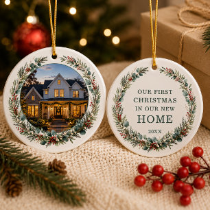 New Home Christmas Personalized Photo Ceramic Ornament