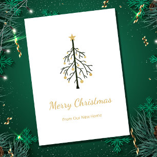 New Home Christmas Tree Gold Green Moving Announcement
