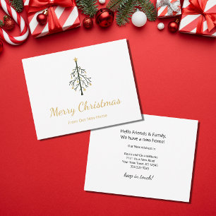 New Home Christmas Tree Gold Script Moving Announcement