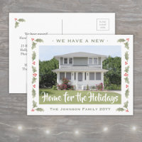 New Home Christmas Watercolor Holly 1 Photo Moving