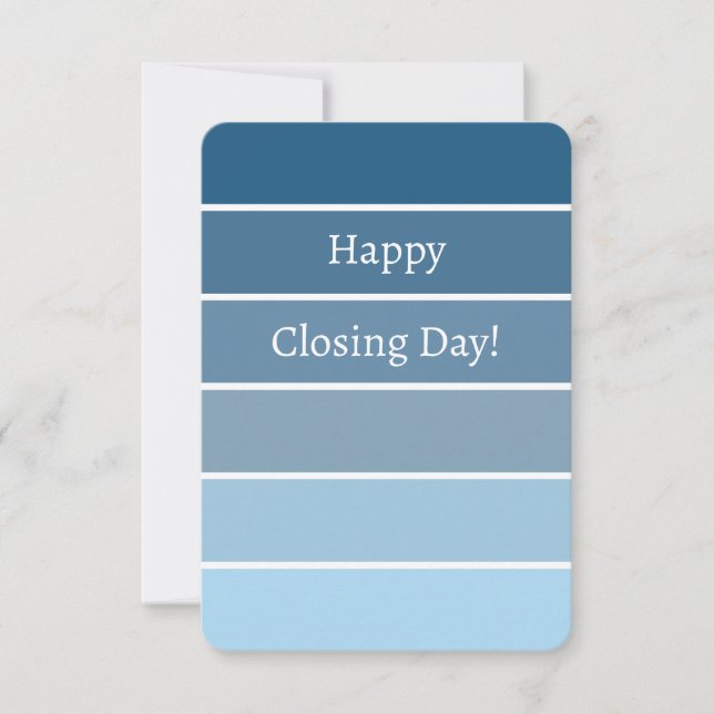 New Home Closing Congratulations Blue Paint Chip Note Card (Front)