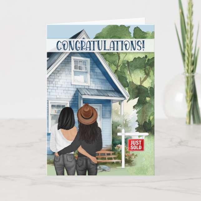 New Home Congrats Asian American Lesbian Couple Card (Front)
