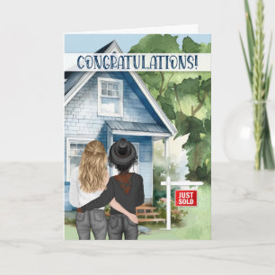 New Home Congratulations Biracial Lesbian Couple Card