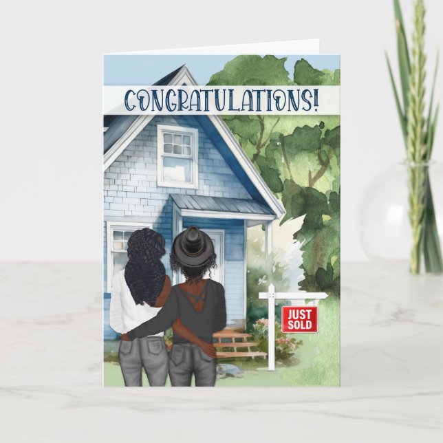 New Home Congratulations Black Lesbian Couple Card (Front)
