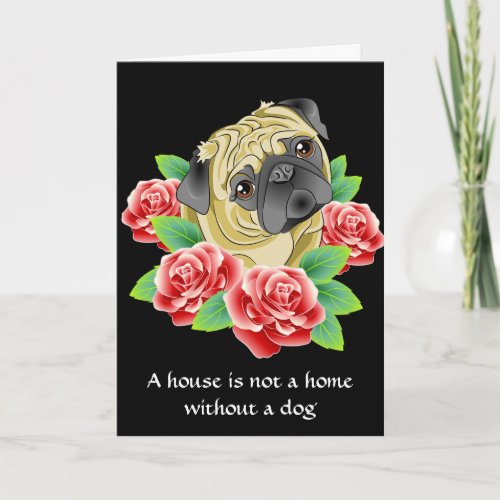 New Home Congratulations Card _ Tattoo Style Pug