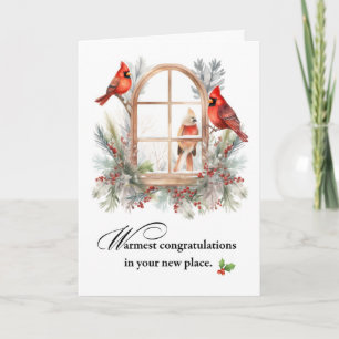 New Home Congratulations Cardinal Birds in Window Card