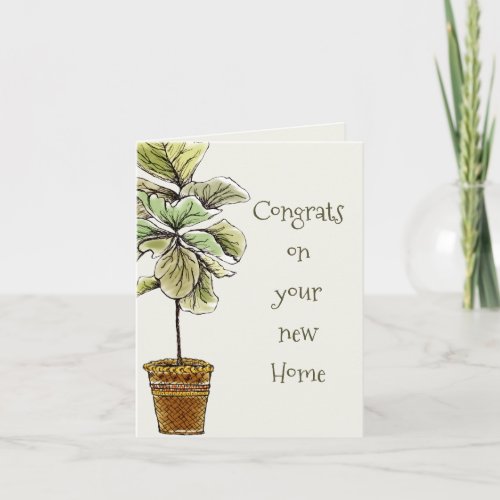 New Home Congratulations Fiddleleaf Fig Message Thank You Card