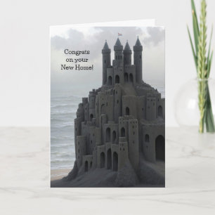 New Home Congratulations Sandcastle Art Beach Card